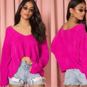 Revolve SUPERDOWN pink cropped Dakota sweater size small